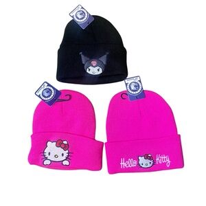 Hello Kitty Women's Beanie Set - Pink and Black